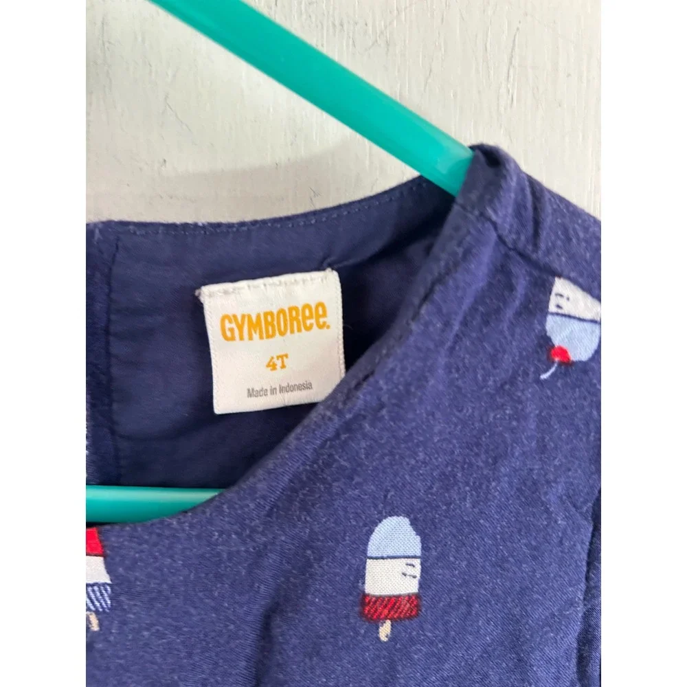 Gymboree Popsicle Print Dress 4T Navy Blue Patriotic Summer Toddler Girls